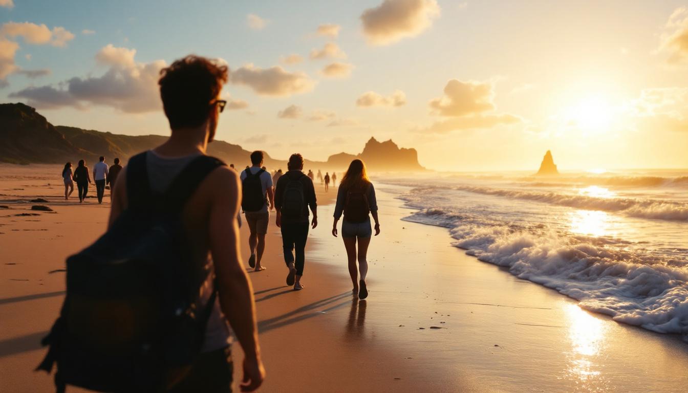 Costa de Punta del Diablo al atardecer en una excursión grupal de ZonaMar
