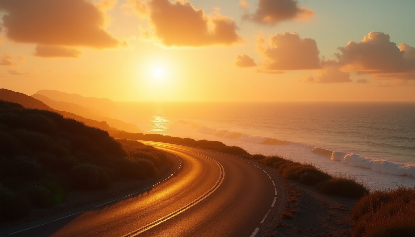 Ruta costera de Uruguay al atardecer durante una excursión de ZonaMar